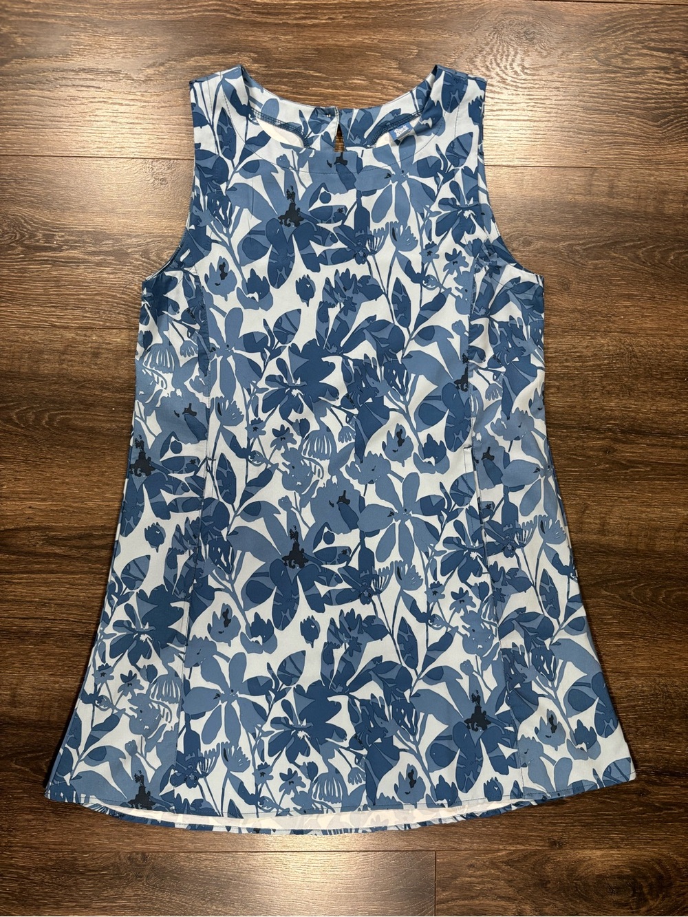 RipSkirt Hawaii Sleeveless Blue Floral Shift Dress Like New Side Pockets